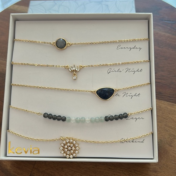 Kevia Blue Ombre Stone & Pave Necklace Set - Picture 2 of 5